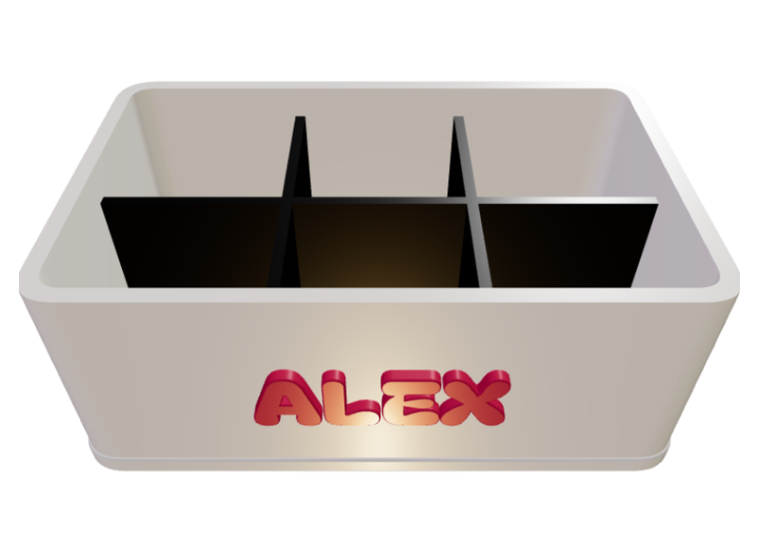 Personalized compartment desk organizer with raised name