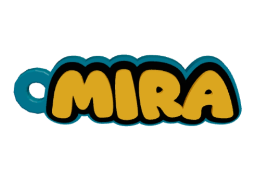 Blue, gold and black personalised 3D-printed name keychain