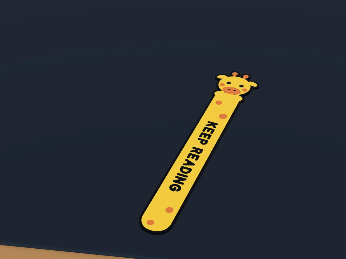 Yellow giraffe customized bookmark reading KEEP READING